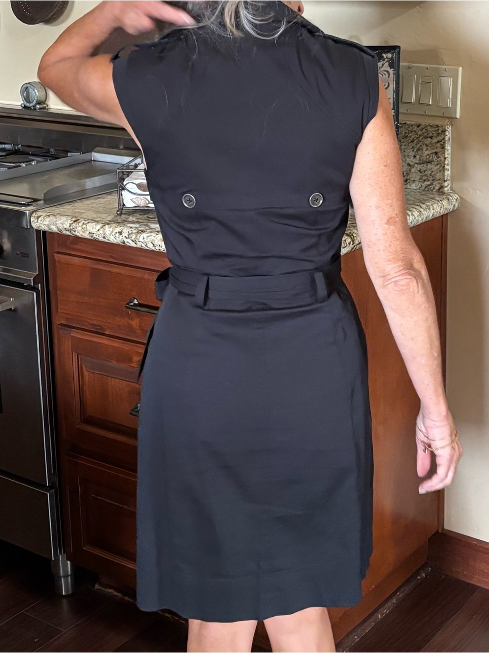 Vintage Bebe Trench Coat Style Dress Sleeveless Black Size 4 - Picture 12 of 15